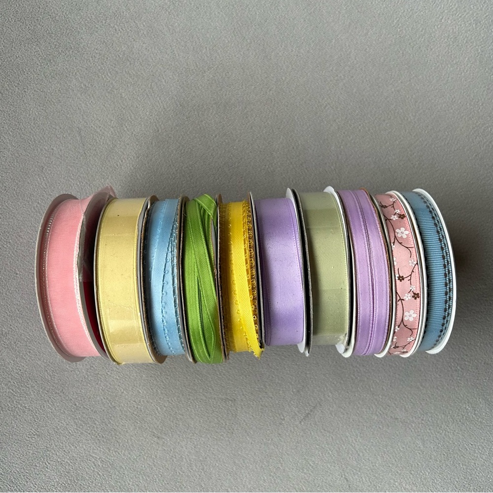 10 Rolls of Ribbon ~ Beautiful pastels! Blue, Pink, Yellow and More!